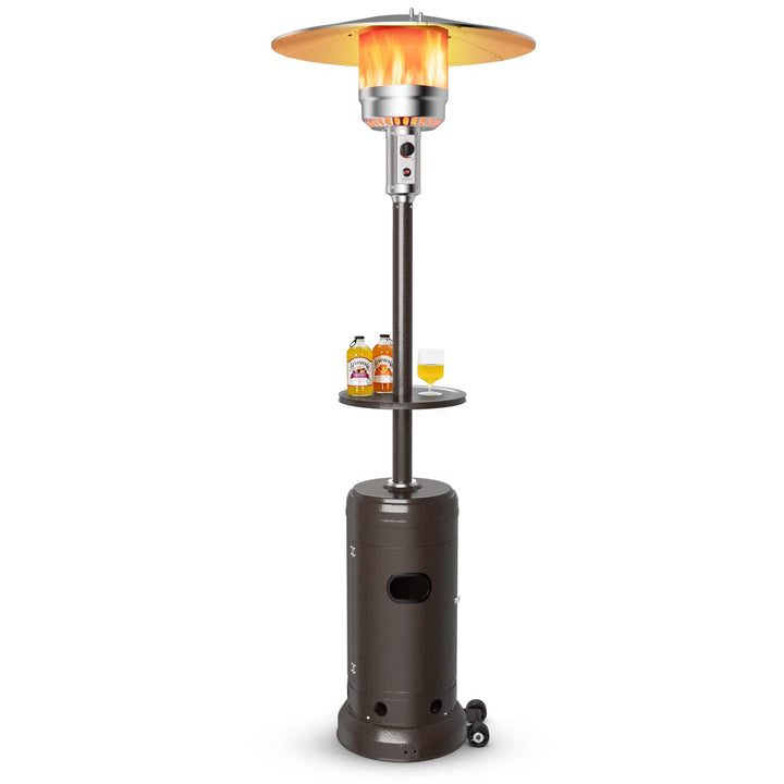 Giantex 50000 BTU Outdoor Propane Heater, Patio Heater with Height Adjustable Shelf Tabletop &amp; Wheels