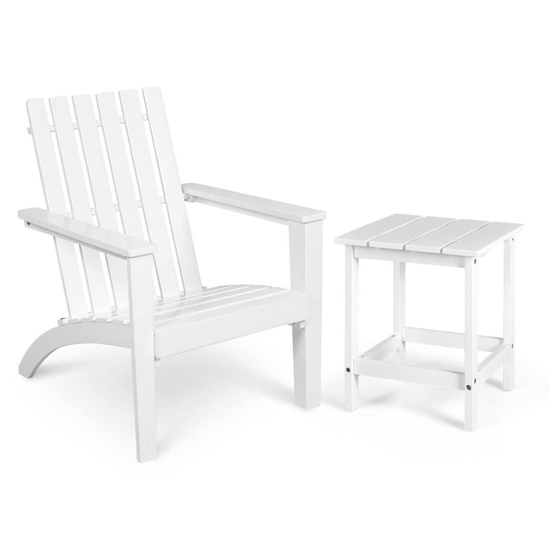 Giantex Wood Adirondack Chair &amp; Side Table Set, Patio Bistro Set with Slatted Design