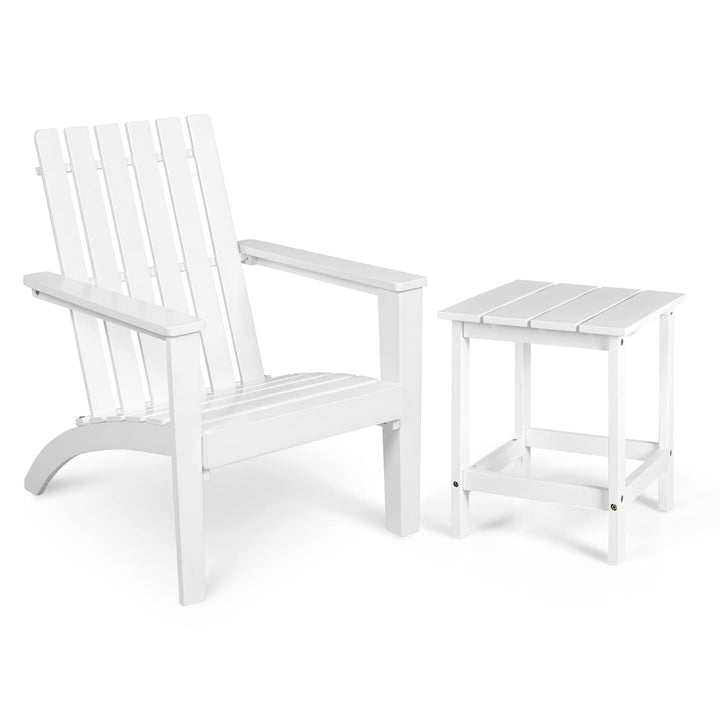 Giantex Wood Adirondack Chair &amp; Side Table Set, Patio Bistro Set with Slatted Design