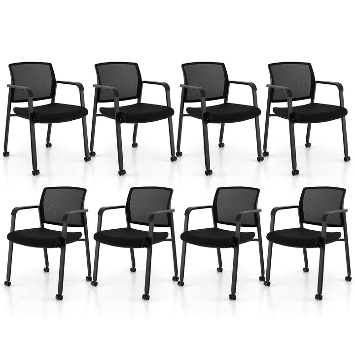 Giantex Waiting Room Chair Set, Rolling Office Desk Chairs with PU Wheels (2 / 4 / 6 / 8 / 10 / 12 Pack Options)