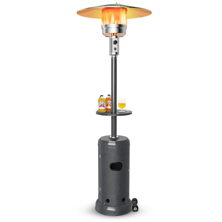 Giantex 50000 BTU Outdoor Propane Heater, Patio Heater with Height Adjustable Shelf Tabletop &amp; Wheels