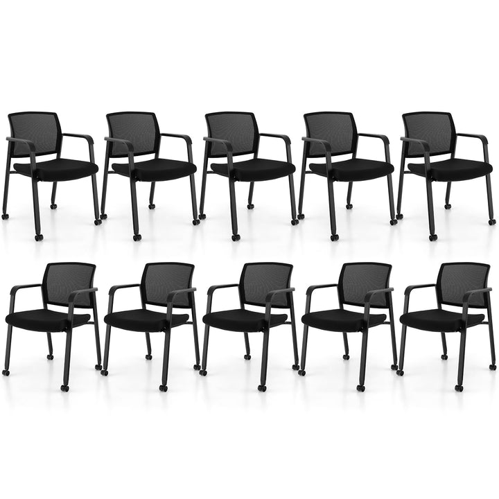 Giantex Waiting Room Chair Set, Rolling Office Desk Chairs with PU Wheels (2 / 4 / 6 / 8 / 10 / 12 Pack Options)