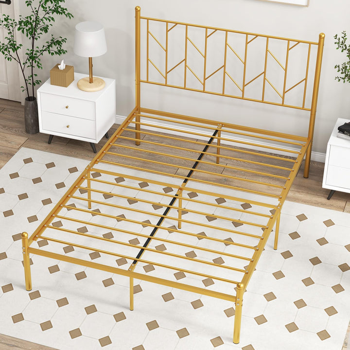 Giantex Queen/Full/Twin Size Metal Bed Frame with Victorian Style Headboard