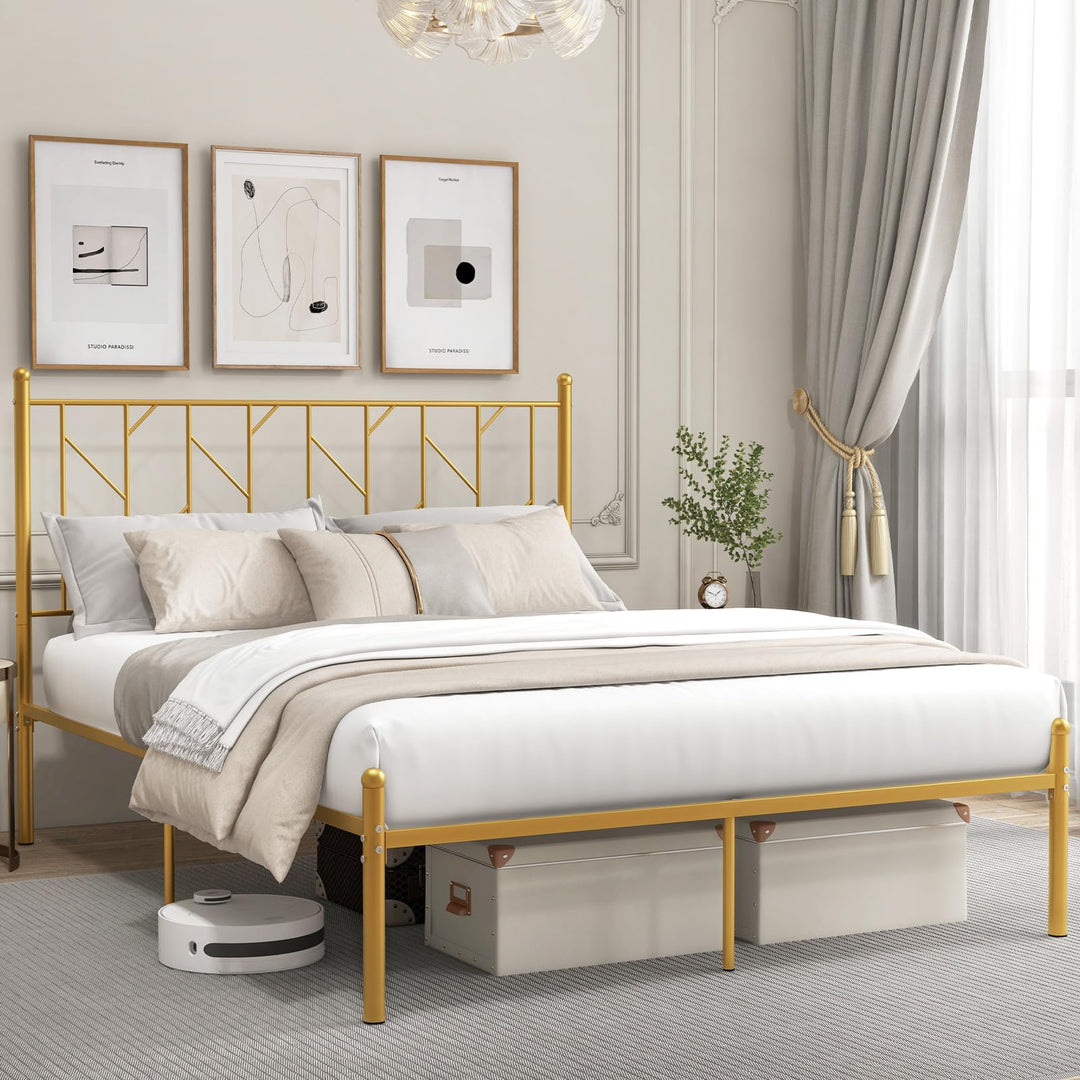 Giantex Queen/Full/Twin Size Metal Bed Frame with Victorian Style Headboard