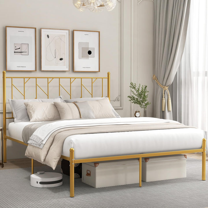 Giantex Queen/Full/Twin Size Metal Bed Frame with Victorian Style Headboard