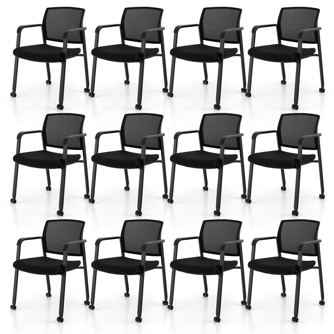 Giantex Waiting Room Chair Set, Rolling Office Desk Chairs with PU Wheels (2 / 4 / 6 / 8 / 10 / 12 Pack Options)
