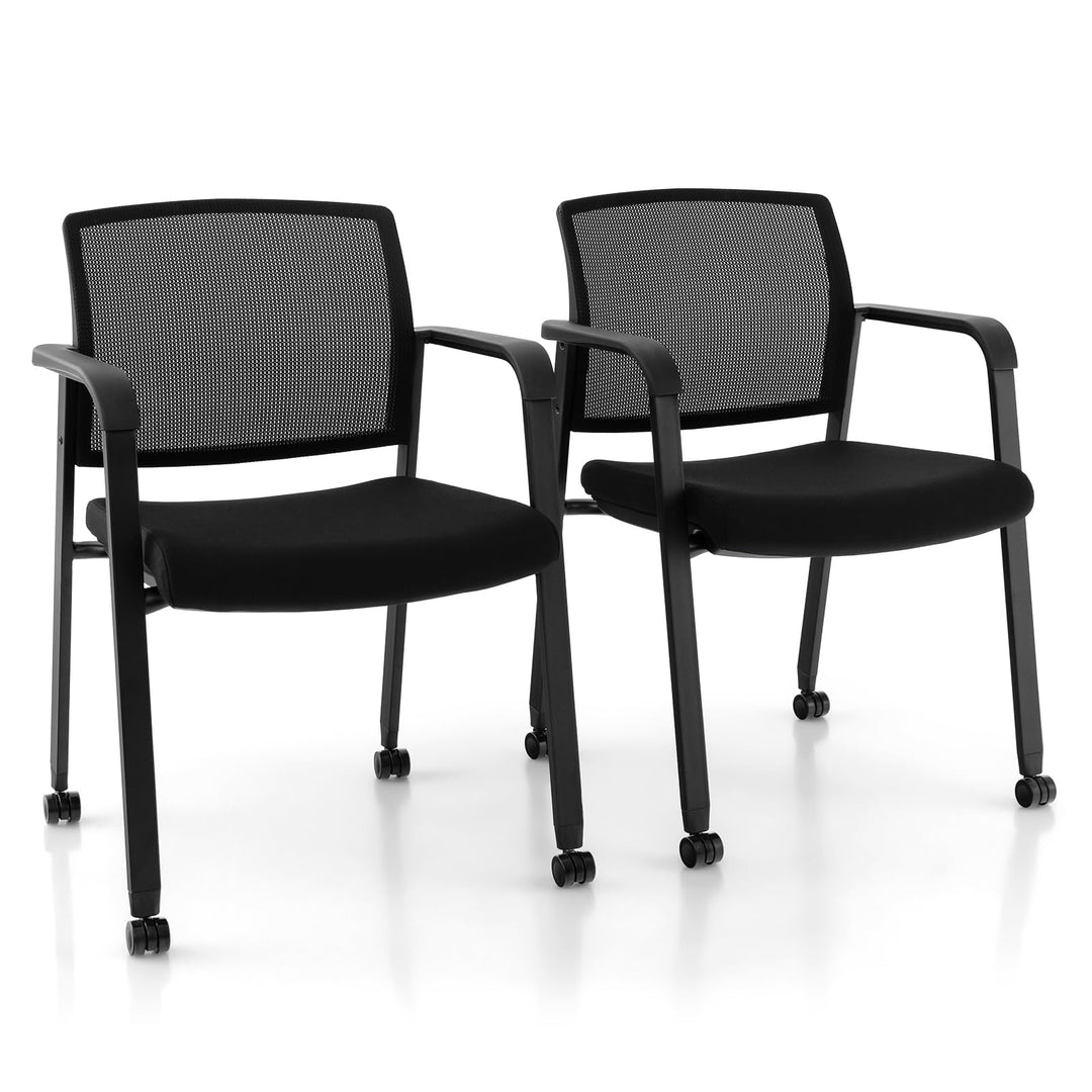 Giantex Waiting Room Chair Set, Rolling Office Desk Chairs with PU Wheels (2 / 4 / 6 / 8 / 10 / 12 Pack Options)