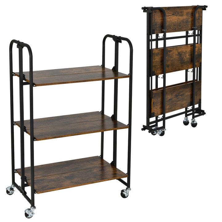 Giantex Foldable Storage Shelves with Wheels