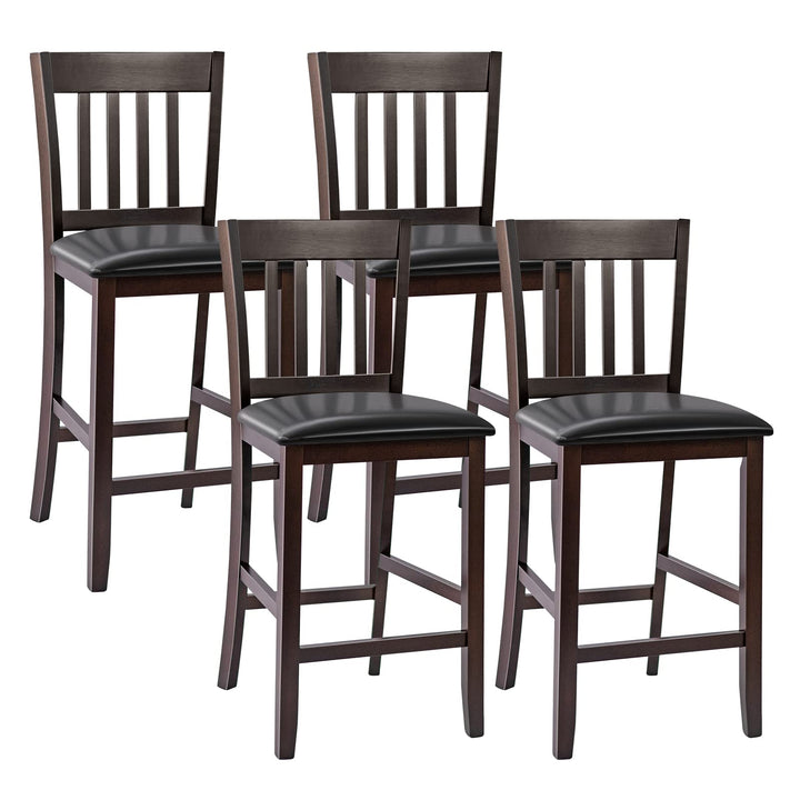 Giantex 25” Counter Height Pub Chairs with Rubber Wood Legs, Armless Bar Chairs with Elastic Cushion &amp; PU Cover for Kitchen