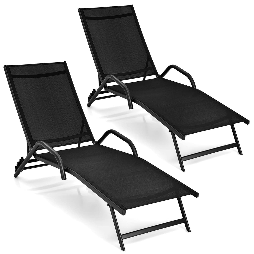 Giantex Lounge Chairs for Outside - Set of 2 Outdoor Chaise Lounge with 5 Adjustable Position