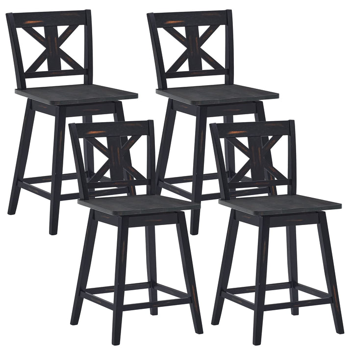 360 Degree Rubber Wood Bar Chairs, Vintage Bar Stools for Home, Restaurant &amp; Pub