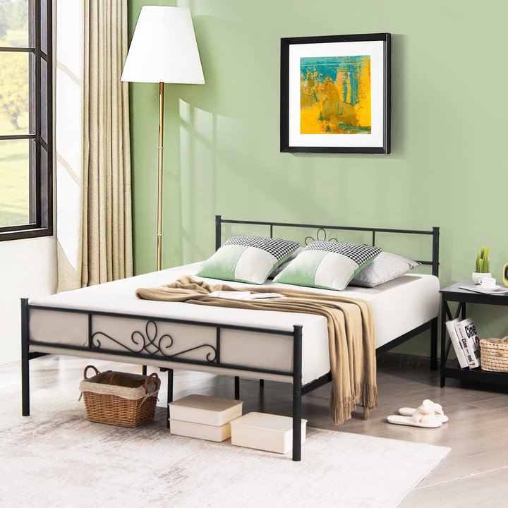 King/Queen/Full/Twin Size Mattress Foundation w/Heavy Duty Steel Slat Support, No Box Spring Needed