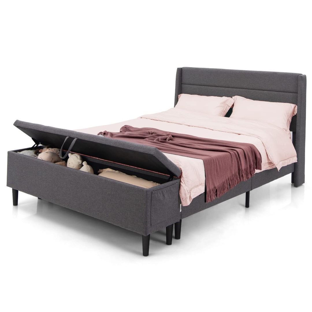 Giantex Queen/Full Size Bed Frame with Storage Ottoman