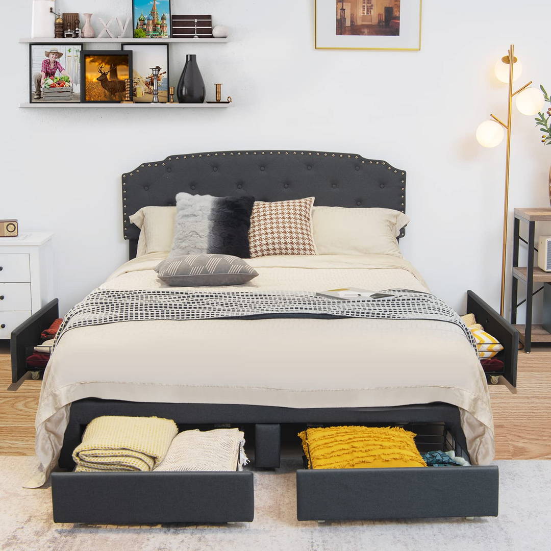 Giantex Queen/Full Upholstered Platform Bed Frame