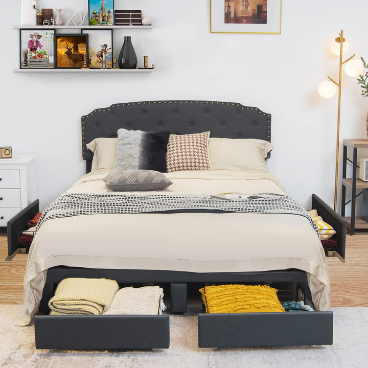 Giantex Queen/Full Upholstered Platform Bed Frame