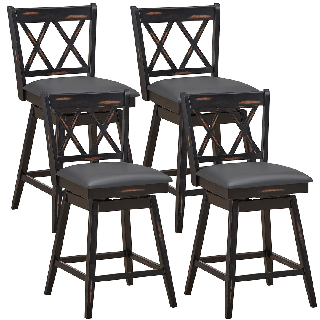 Giantex Bar Stool with Foot Rest Upholstered Cushion &amp; Ergonomic Backrest