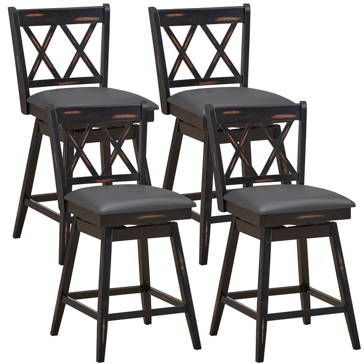 Giantex Bar Stool with Foot Rest Upholstered Cushion &amp; Ergonomic Backrest
