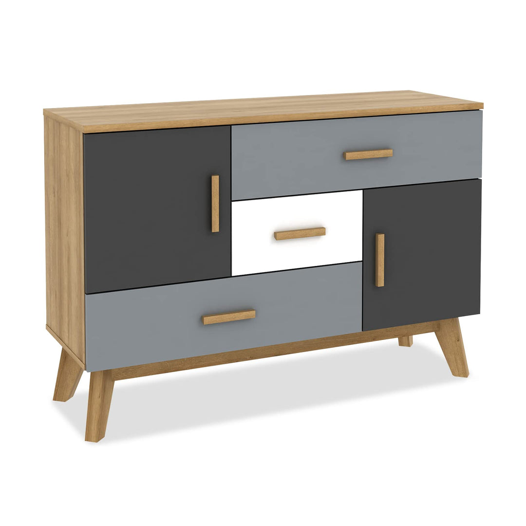 Free-Standing Storage Cabinet, Floor Cabinet with 2 Doors &amp; 3 Drawers
