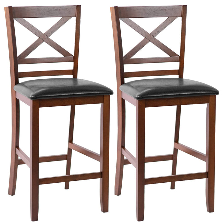 Giantex Modern 25” Counter Height Dining Pub Stools with X-Shaped Backrest, Soft Cushion &amp; Durable PU Seat