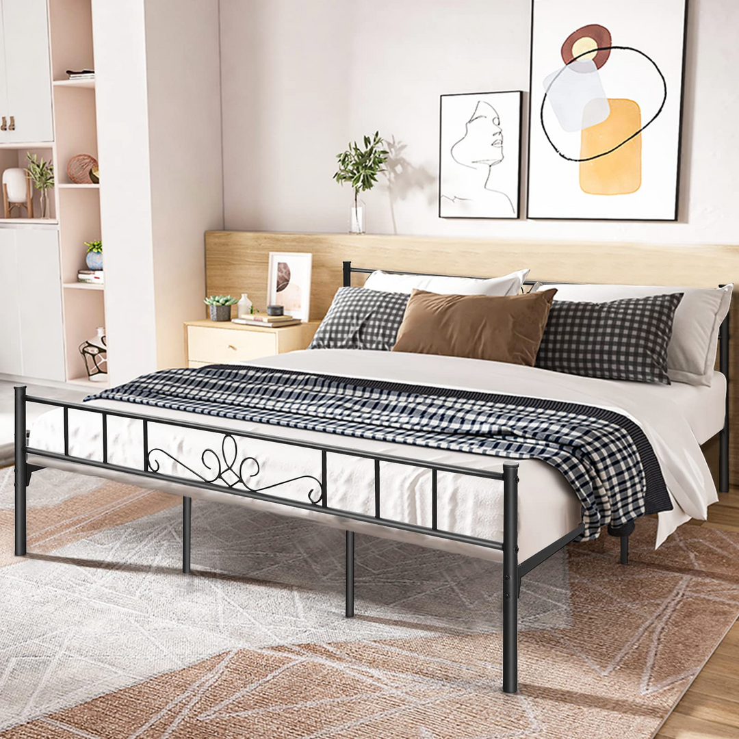 King/Queen/Full/Twin Size Mattress Foundation w/Heavy Duty Steel Slat Support, No Box Spring Needed