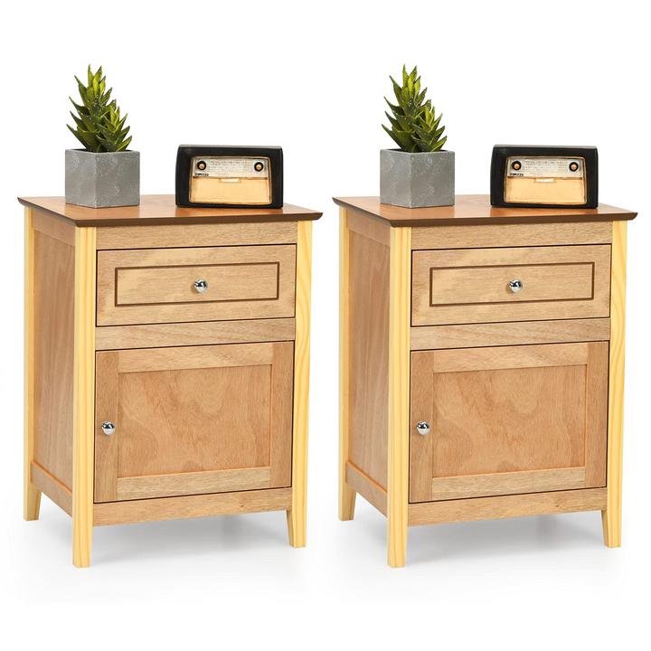 Wooden End Table W/Shelf - Giantex