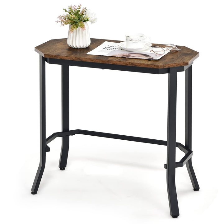 Giantex Narrow End Table w/Rustic Wood Grain &amp; Stable Steel Frame, 25.5"x12.5"x24.5" Rustic Brown