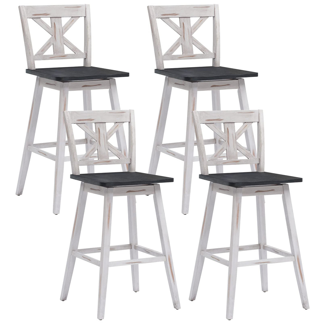 360 Degree Rubber Wood Bar Chairs, Vintage Bar Stools for Home, Restaurant &amp; Pub