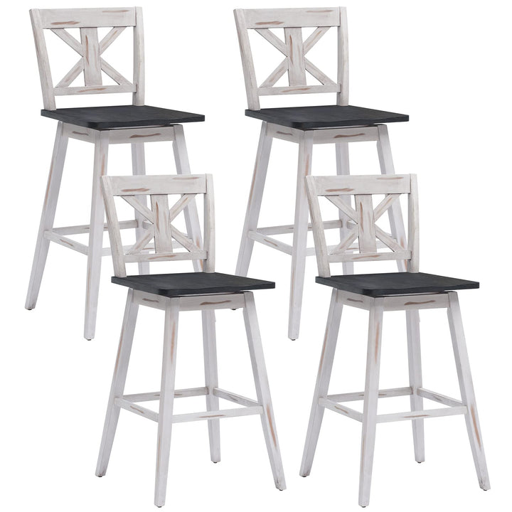360 Degree Rubber Wood Bar Chairs, Vintage Bar Stools for Home, Restaurant &amp; Pub
