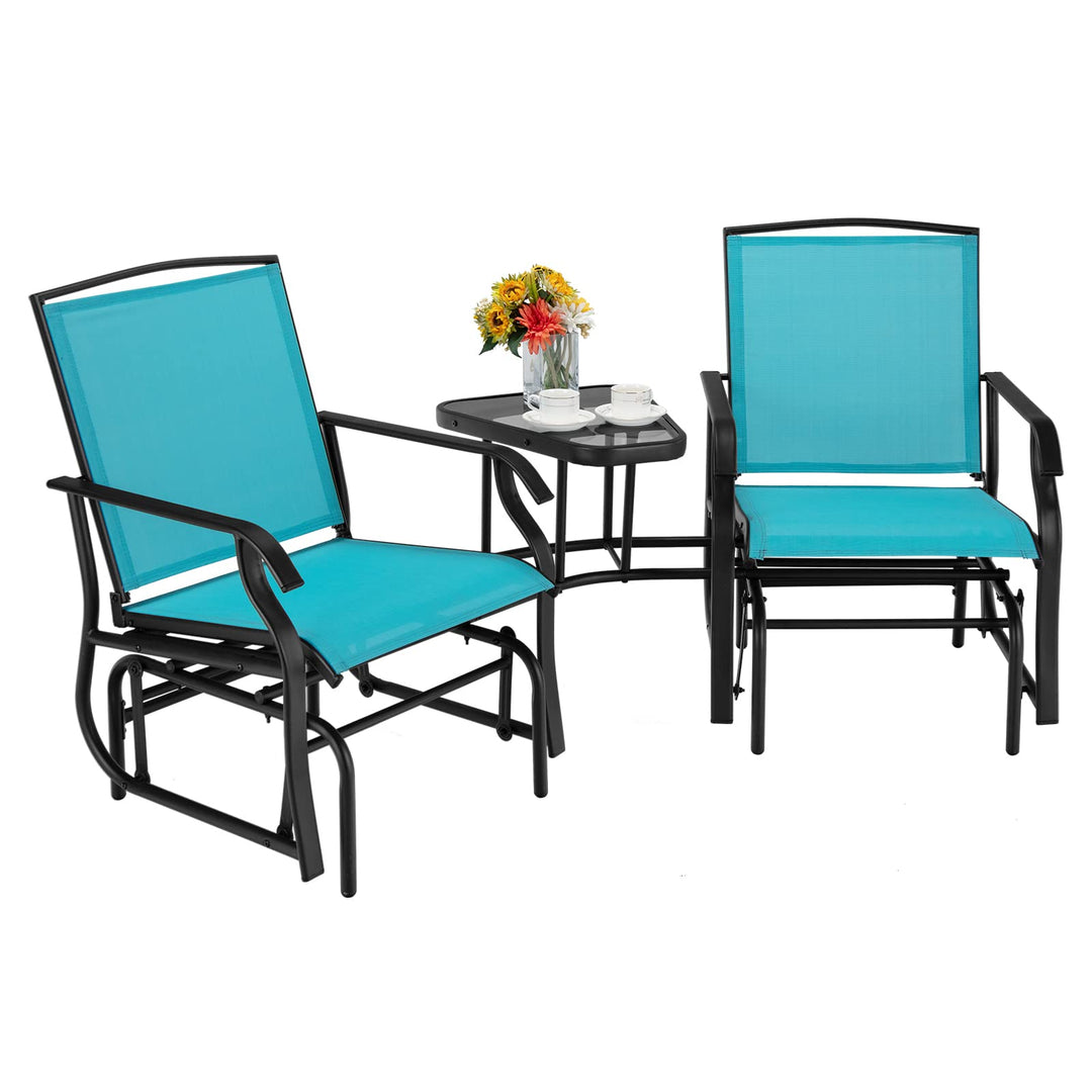 Giantex Outdoor Glider Chairs with Table &amp; Umbrella Hole