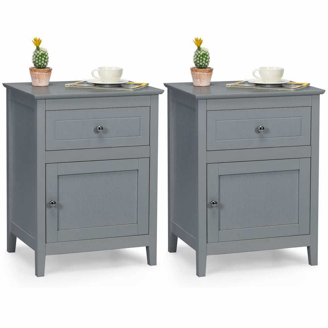 Wooden End Table W/Shelf - Giantex