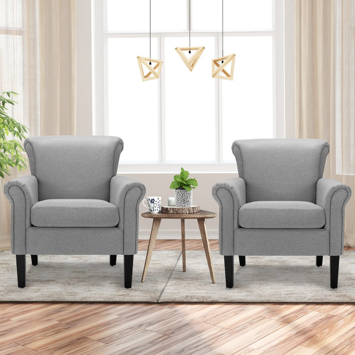 Giantex Modern Fabric Accent Chair, Comfy Living Room Chair w/Adjustable Foot Pads