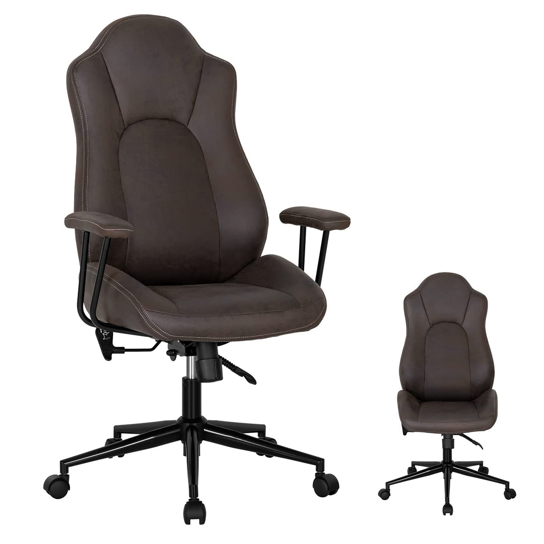 Ergonomic Leathaire Task Chair with Comfortable Padded Seat &amp; Detachable Armrests