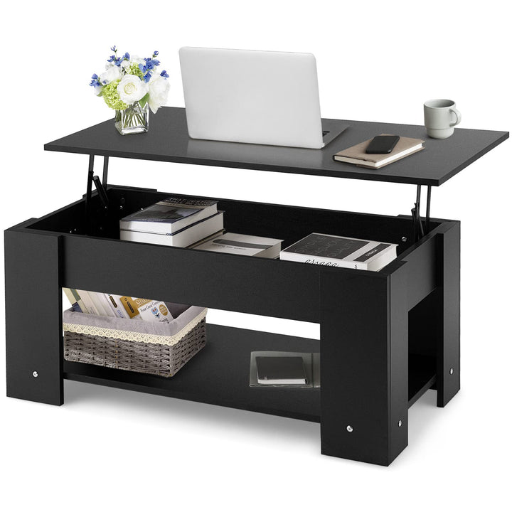 Giantex Lift Top Coffee Table, Modern Cocktail Table w/Hidden Compartment &amp; Open Storage Shelf