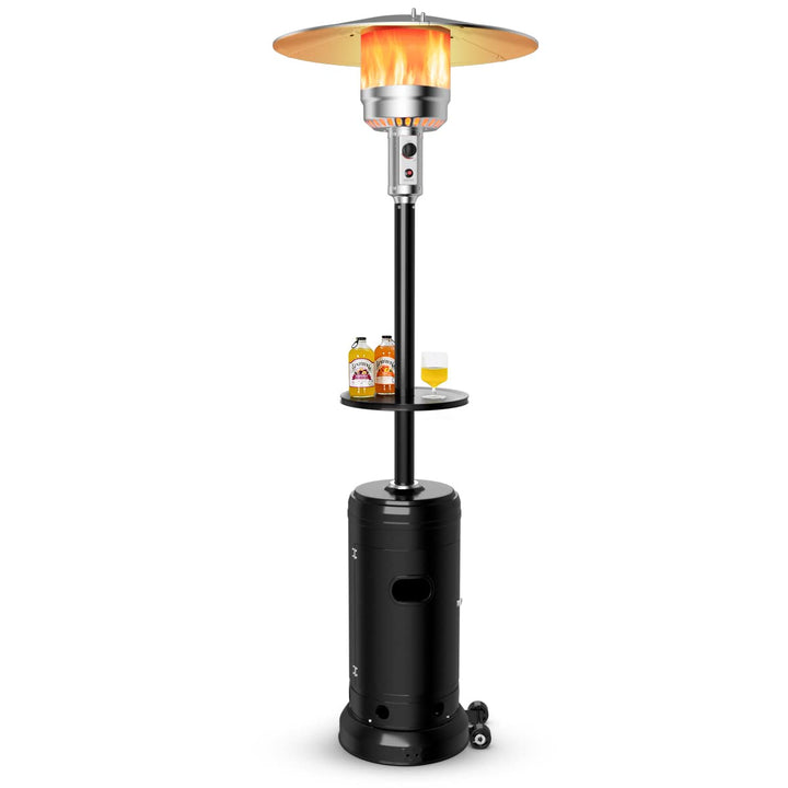 Giantex 50000 BTU Outdoor Propane Heater, Patio Heater with Height Adjustable Shelf Tabletop &amp; Wheels