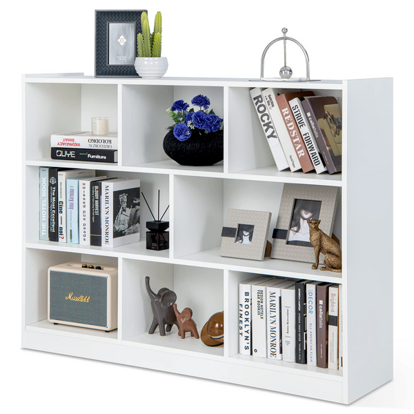 8 Cube Bookcase, Freestanding 3-Tier Open Bookshelf - Giantex