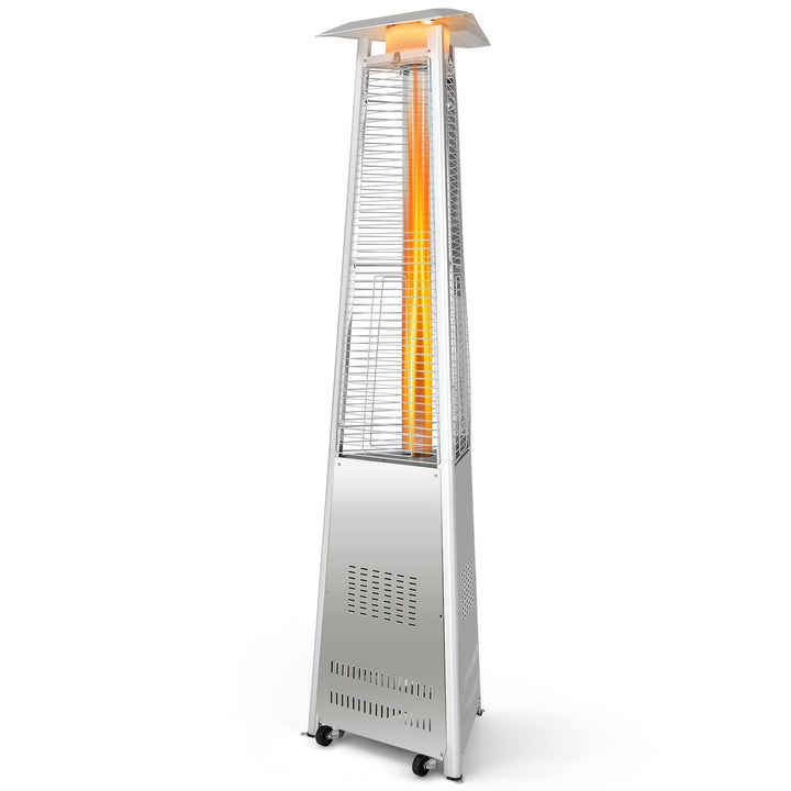 Outdoor Heater with Tip-Over &amp; Flameout Protection for Backyard, Garden (Silver)