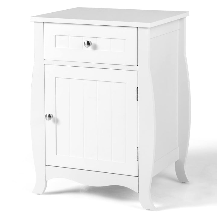 Giantex Nightstand Bed Side End Table with Drawer(1&amp;2, White)