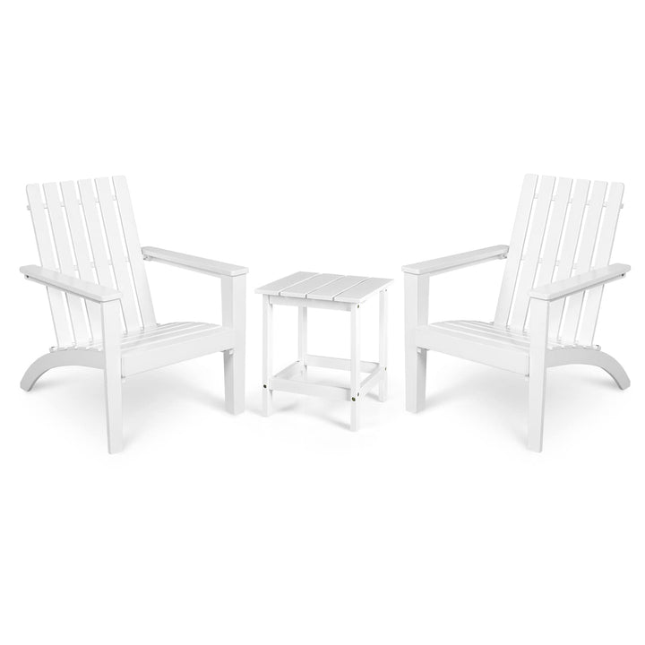 Giantex Wood Adirondack Chair &amp; Side Table Set, Patio Bistro Set with Slatted Design