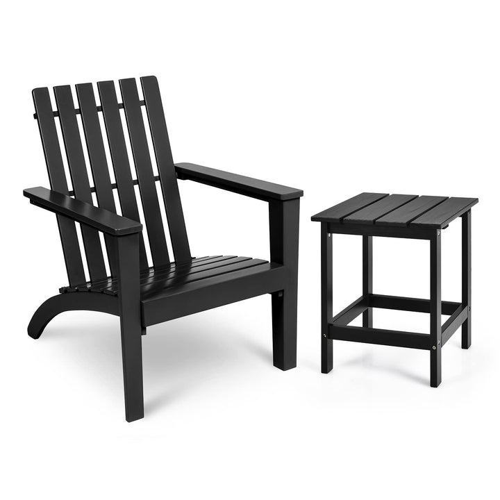 Giantex Wood Adirondack Chair &amp; Side Table Set, Patio Bistro Set with Slatted Design