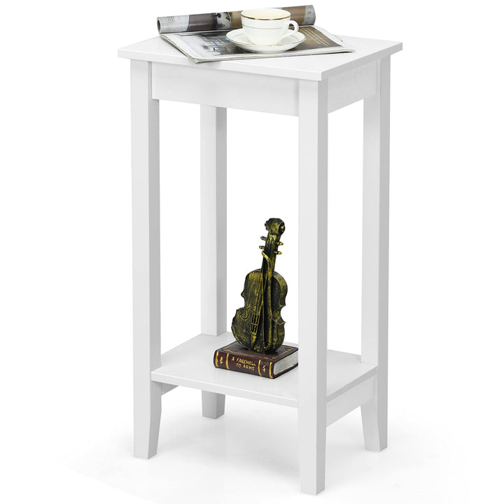 Giantex 2-Tier End Table Tall Nightstand, Simple Design Sofa Bedside Table