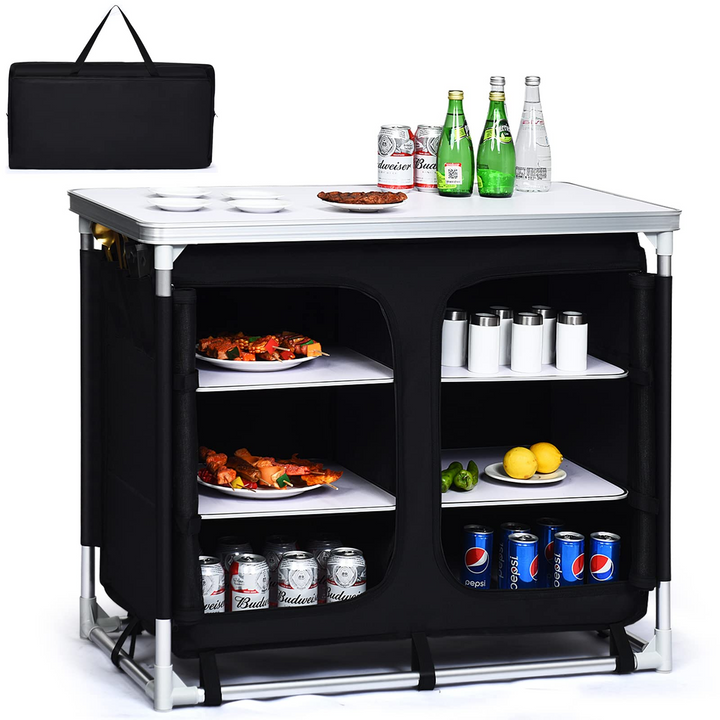 Giantex Camping Cook Table Kitchen Station with Storage Organizer and Carrying Bag