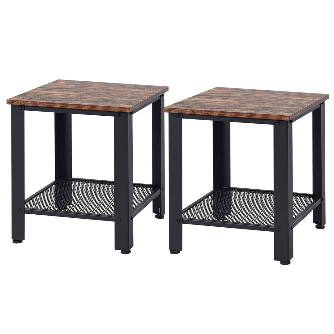 Giantex Nightstand Side Table 2-Tier W/Adjustable Feet, Storage Shelf and Metal Frame
