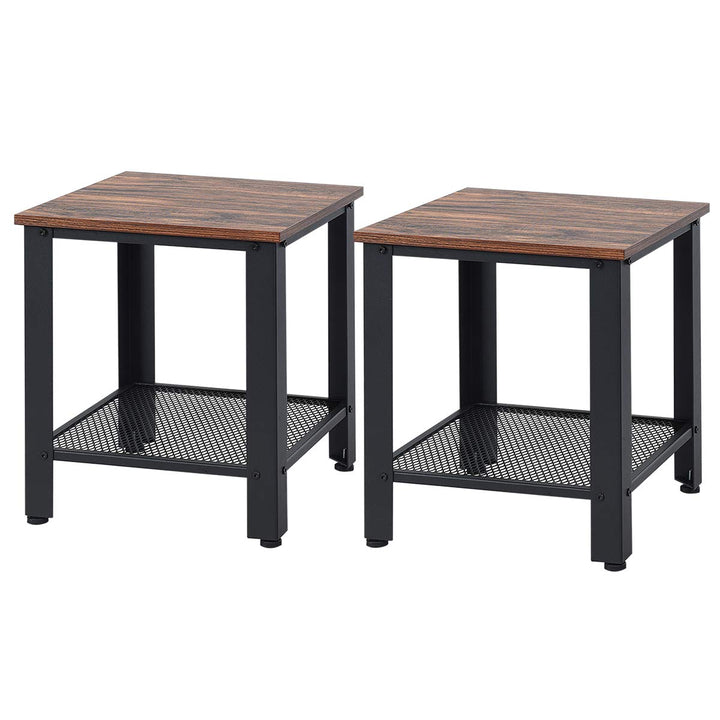 Giantex Nightstand Side Table 2-Tier W/Adjustable Feet, Storage Shelf and Metal Frame