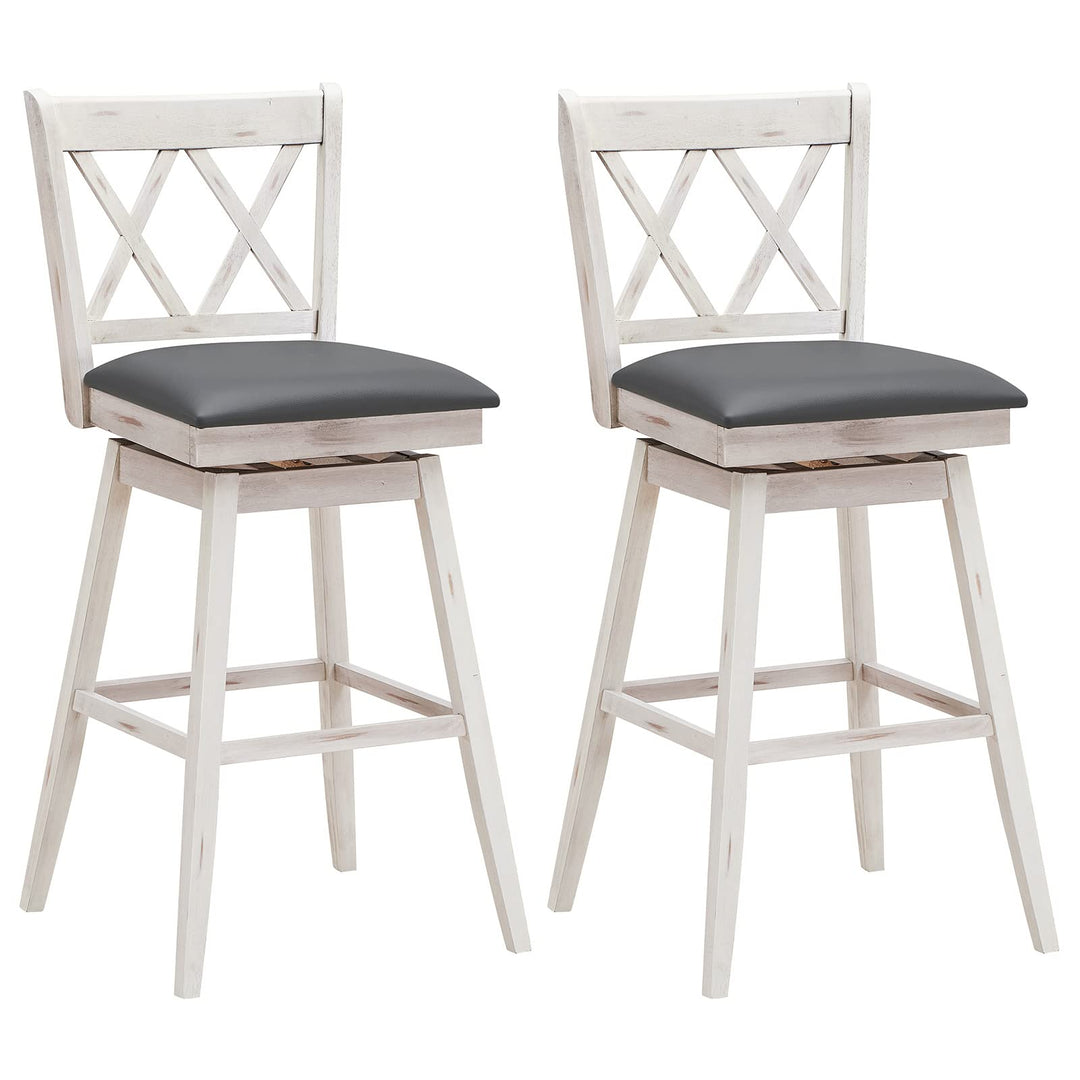 Giantex Bar Stool with Foot Rest Upholstered Cushion &amp; Ergonomic Backrest
