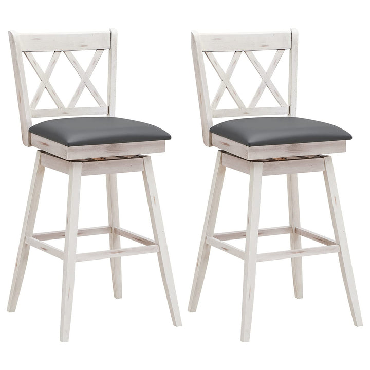 Giantex Bar Stool with Foot Rest Upholstered Cushion &amp; Ergonomic Backrest