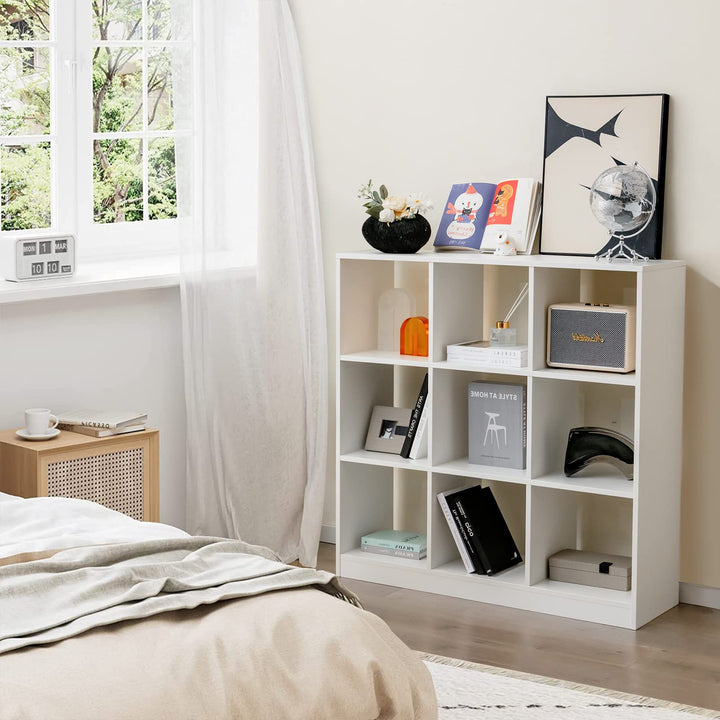 Giantex 9-Cube Bookcase White - 4-Tier Freestanding Open Bookshelf