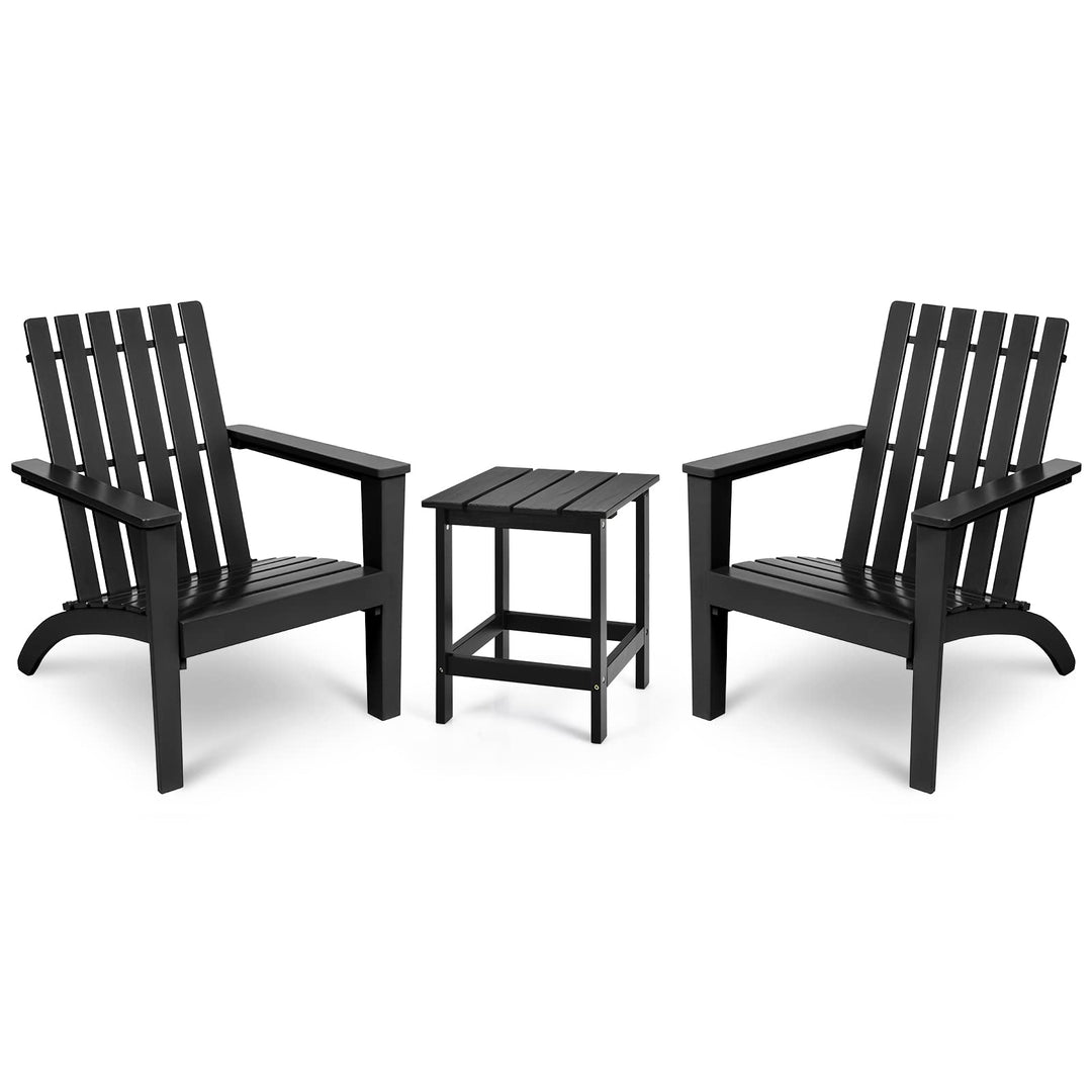 Giantex Wood Adirondack Chair &amp; Side Table Set, Patio Bistro Set with Slatted Design