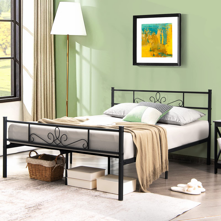King/Queen/Full/Twin Size Mattress Foundation w/Heavy Duty Steel Slat Support, No Box Spring Needed