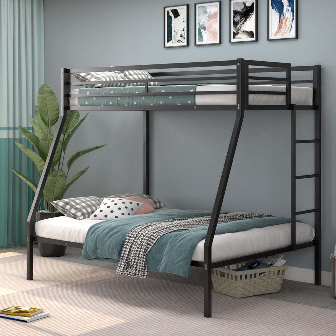 Giantex Metal Bunk Bed, Twin Over Full Size Bed w/ Removable Ladder &amp; Steel Slats Support