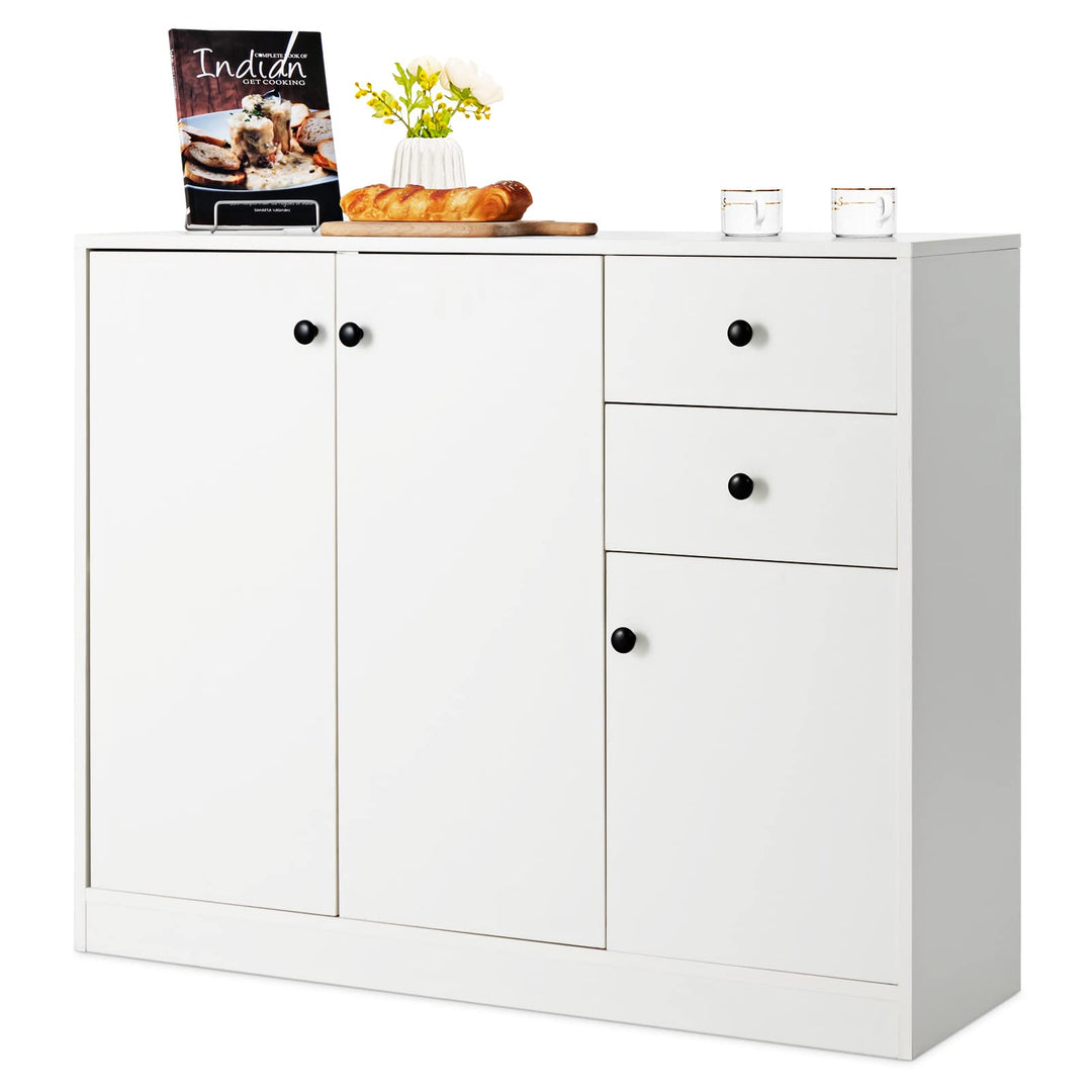 Giantex Buffet Cabinet with Storage - Kitchen Sideboard with 2 Drawers, 3-Door Large &amp; Small Cabinet